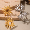 Wholesale Women's Stainless Steel Geometric Patterned Electroplated Ring With Sunflower Opening Style