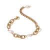 Wholesale Women's Stainless Steel Geometric Pearl Bracelet With 18K Gold Plated Electroplating Treatment