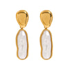 Wholesale Women's Stainless Steel Geometric Pearl Earrings With Electroplating And Quiet Design Sense