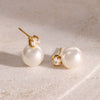 Wholesale Women's Stainless Steel Geometric Pearl Earrings With Electroplating Treatment