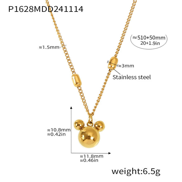 Wholesale Women's 316L Stainless Steel Geometric Pendant Double Necklace 18K Gold Plated Jewelry
