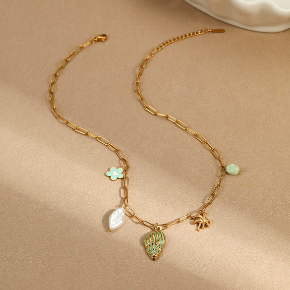 Wholesale Women's Stainless Steel Geometric Pendant Necklace With Electroplating Fashion Style