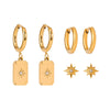 Wholesale Women's Stainless Steel Geometric Plain Ring Earrings With Electroplating