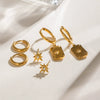 Wholesale Women's Stainless Steel Geometric Plain Ring Earrings With Electroplating