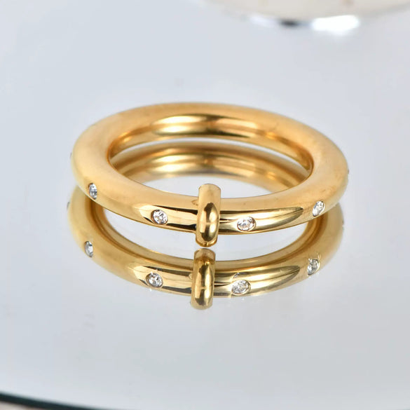 Wholesale Women's Stainless Steel Geometric Plain Ring With Electroplating