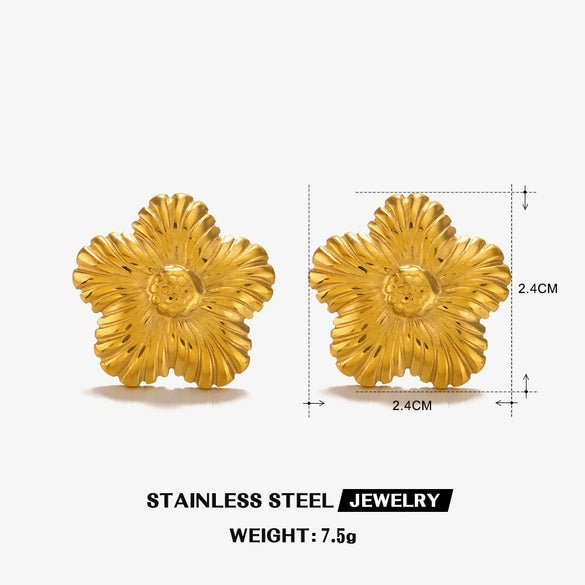 Wholesale Women's Stainless Steel Geometric Plant Flower Electroplated Earrings