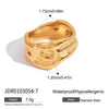 Wholesale Women's Stainless Steel Geometric Pleated Asymmetrical Ring With 18K Gold Electroplating