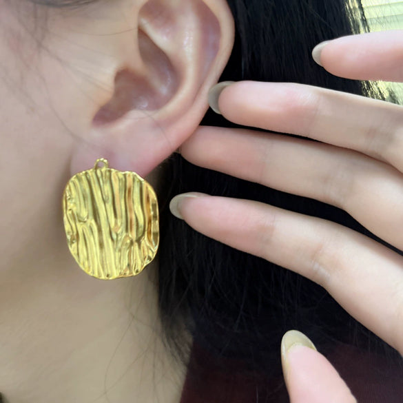 Wholesale Women's Stainless Steel Geometric Potato Chips Earrings With Electroplating