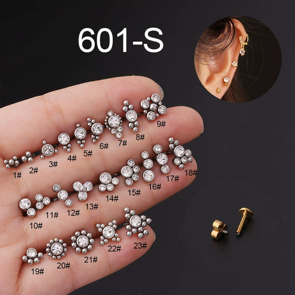 Wholesale Women's Stainless Steel Geometric Puncture Earrings With Electroplating Treatment