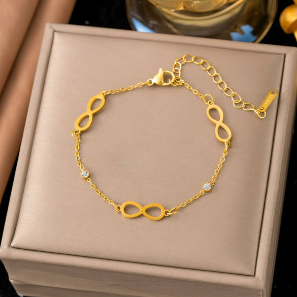 Wholesale Women's Stainless Steel Geometric Real Gold Plated Bracelet Jewelry