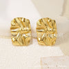 Wholesale Women's Stainless Steel Geometric Rectangular Pleated Stamped Earrings
