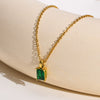 Wholesale Women's Stainless Steel Geometric Rectangular Zircon Pendant Necklace With Gold Electroplating And Ochain