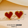 Wholesale Women's Stainless Steel Geometric Red Love Earrings 18K Gold Plated