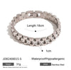 Wholesale Women's Stainless Steel Geometric Retro Exquisite Bracelet With Electroplating And White Rhinestones