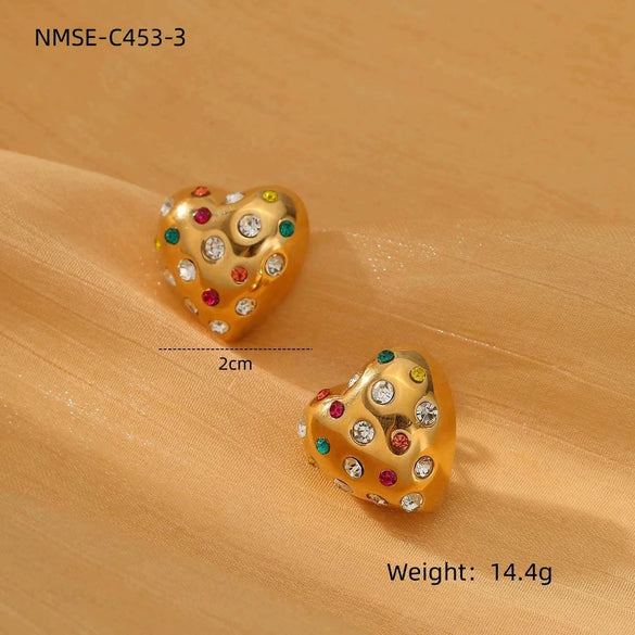 Wholesale Women's Stainless Steel Geometric Retro Fashion Diamond Earrings With Electroplating