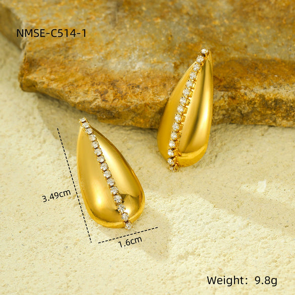 Wholesale Women's Stainless Steel Geometric Retro Fashion Diamond Earrings With Electroplating