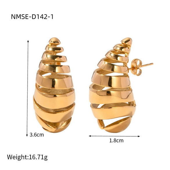 Wholesale Women's Stainless Steel Geometric Retro Fashion Diamond Earrings With Electroplating