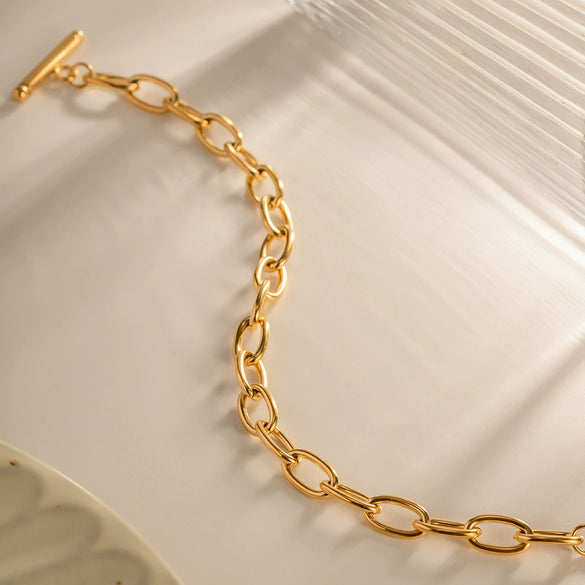 Wholesale Women's Stainless Steel Geometric Retro Gold Ot Buckle Electroplated Bracelet