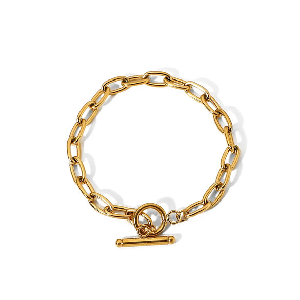 Wholesale Women's Stainless Steel Geometric Retro Gold Ot Buckle Electroplated Bracelet