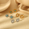 Wholesale Women's Stainless Steel Geometric Retro Highgrade Blue Turquoise Earrings With Electroplating