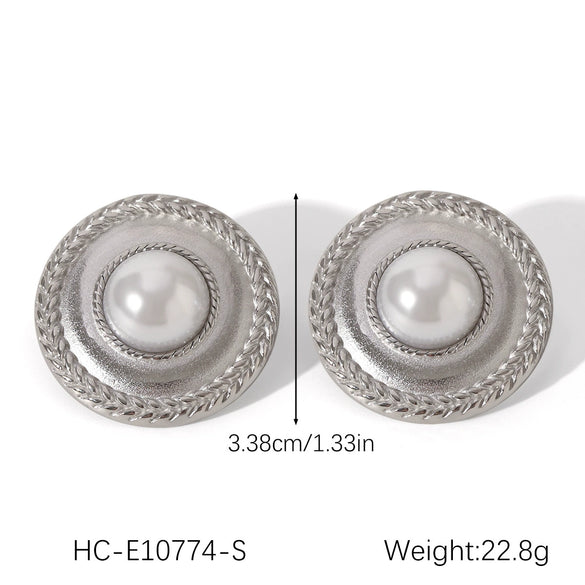 Wholesale Women's Stainless Steel Geometric Retro Pin Earrings With Electroplating
