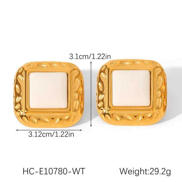 Wholesale Women's Stainless Steel Geometric Retro Pin Earrings With Electroplating