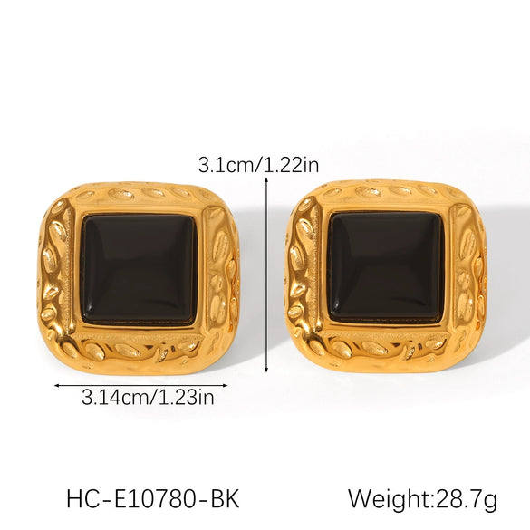 Wholesale Women's Stainless Steel Geometric Retro Pin Earrings With Electroplating