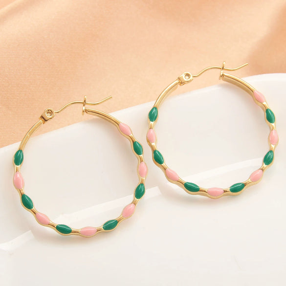 Wholesale Women's Stainless Steel Geometric Retro Temperament Earrings With Electroplating Treatment