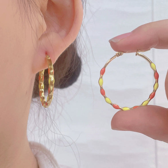 Wholesale Women's Stainless Steel Geometric Retro Temperament Earrings With Electroplating Treatment