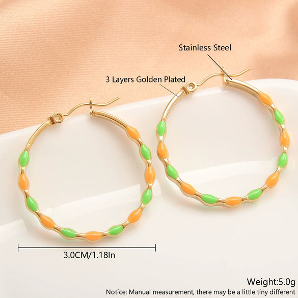 Wholesale Women's Stainless Steel Geometric Retro Temperament Earrings With Electroplating Treatment