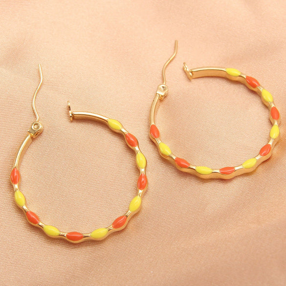 Wholesale Women's Stainless Steel Geometric Retro Temperament Earrings With Electroplating Treatment