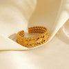 Wholesale Women's Stainless Steel Geometric Rhombus Open Ring Gold Plated