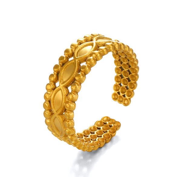 Wholesale Women's Stainless Steel Geometric Rhombus Open Ring Gold Plated