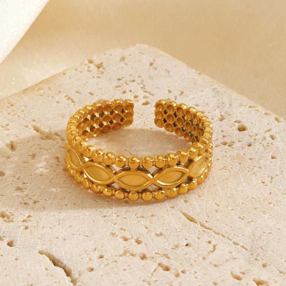 Wholesale Women's Stainless Steel Geometric Rhombus Open Ring Gold Plated