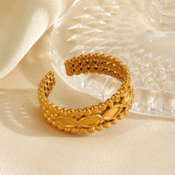 Wholesale Women's Stainless Steel Geometric Rhombus Open Ring Gold Plated