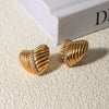 Wholesale Women's Stainless Steel Geometric Ribbed Love Earrings With Diamond Texture And Electroplating