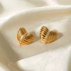 Wholesale Women's Stainless Steel Geometric Ribbed Love Earrings With Diamond Texture And Electroplating