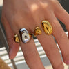 Wholesale Women's Stainless Steel Geometric Ring Jewelry With Electroplating And Asymmetric Double Flap Opening Design