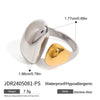 Wholesale Women's Stainless Steel Geometric Ring Jewelry With Electroplating And Asymmetric Double Flap Opening Design