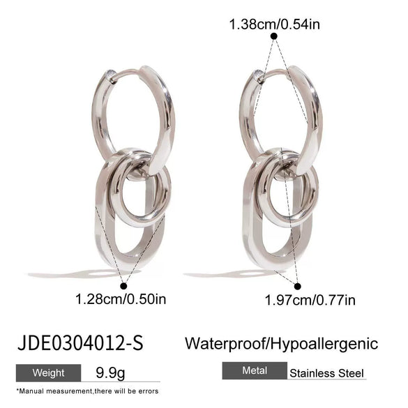 Wholesale Women's Stainless Steel Geometric Ring Pendant Earrings With Electroplating Modern Normcore And French Retro Style