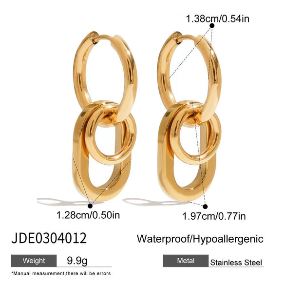 Wholesale Women's Stainless Steel Geometric Ring Pendant Earrings With Electroplating Modern Normcore And French Retro Style