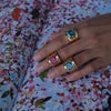 Wholesale Women's Stainless Steel Geometric Ring With Electroplating And Pink Zircon Light Luxury Jewelry