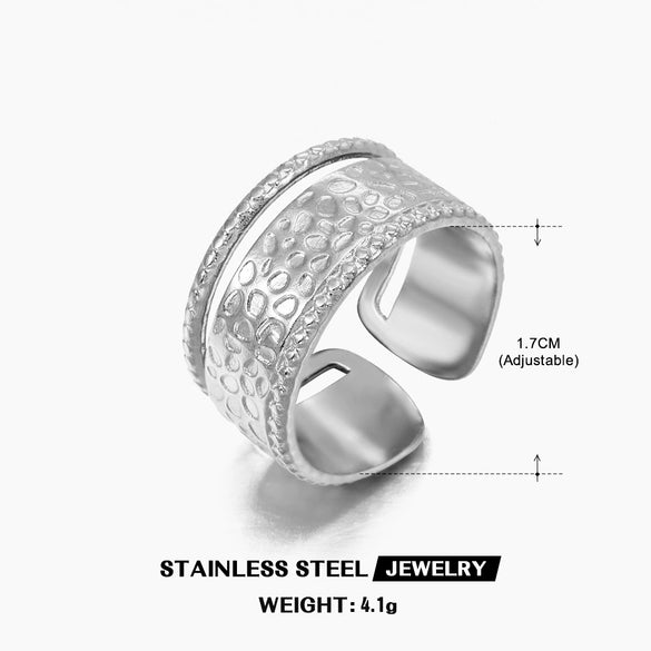 Wholesale Women's Stainless Steel Geometric Ring With Electroplating And Retro Style