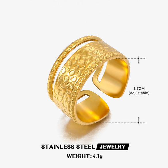 Wholesale Women's Stainless Steel Geometric Ring With Electroplating And Retro Style