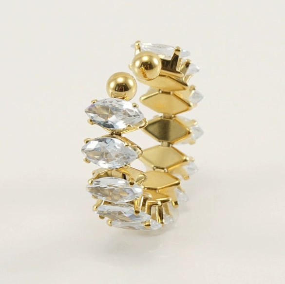 Wholesale Women's Stainless Steel Geometric Ring With Electroplating Design