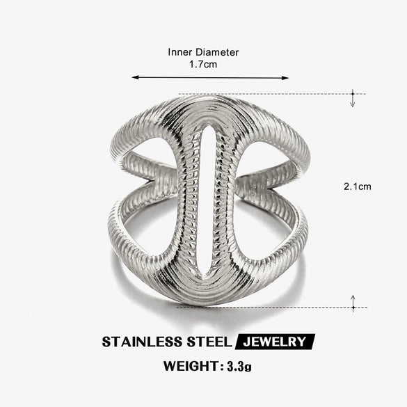 Wholesale Women's Stainless Steel Geometric Ring With Electroplating Simple And Exaggerated Style