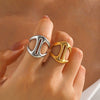 Wholesale Women's Stainless Steel Geometric Ring With Electroplating Simple And Exaggerated Style