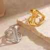 Wholesale Women's Stainless Steel Geometric Ring With Electroplating Simple And Exaggerated Style