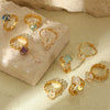 Wholesale Women's Stainless Steel Geometric Ring With Electroplating Treatment And Natural Stone