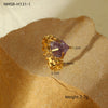 Wholesale Women's Stainless Steel Geometric Ring With Electroplating Treatment And Natural Stone